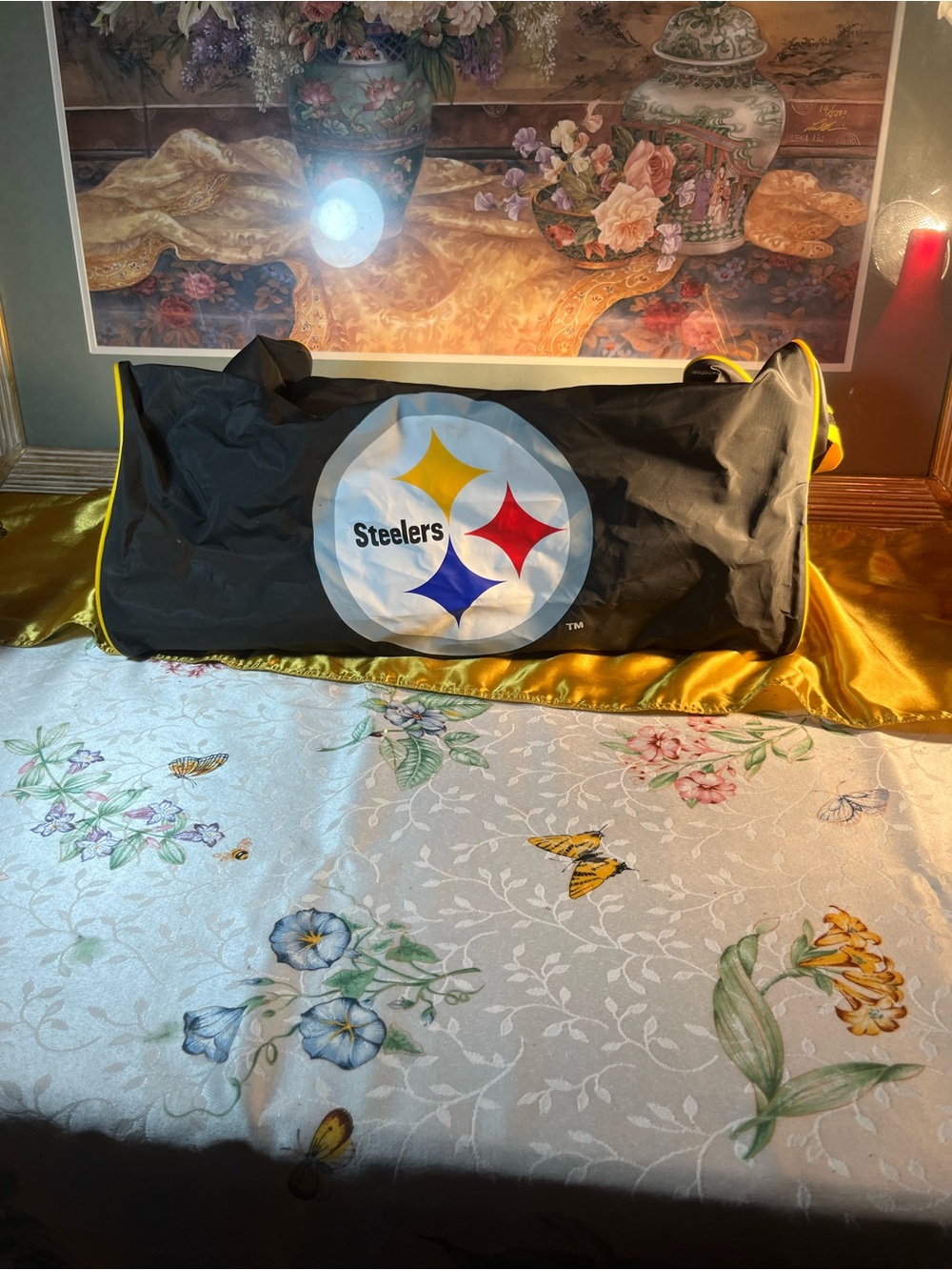 Pittsburgh Steelers Black Duffel Bag with Team Logo